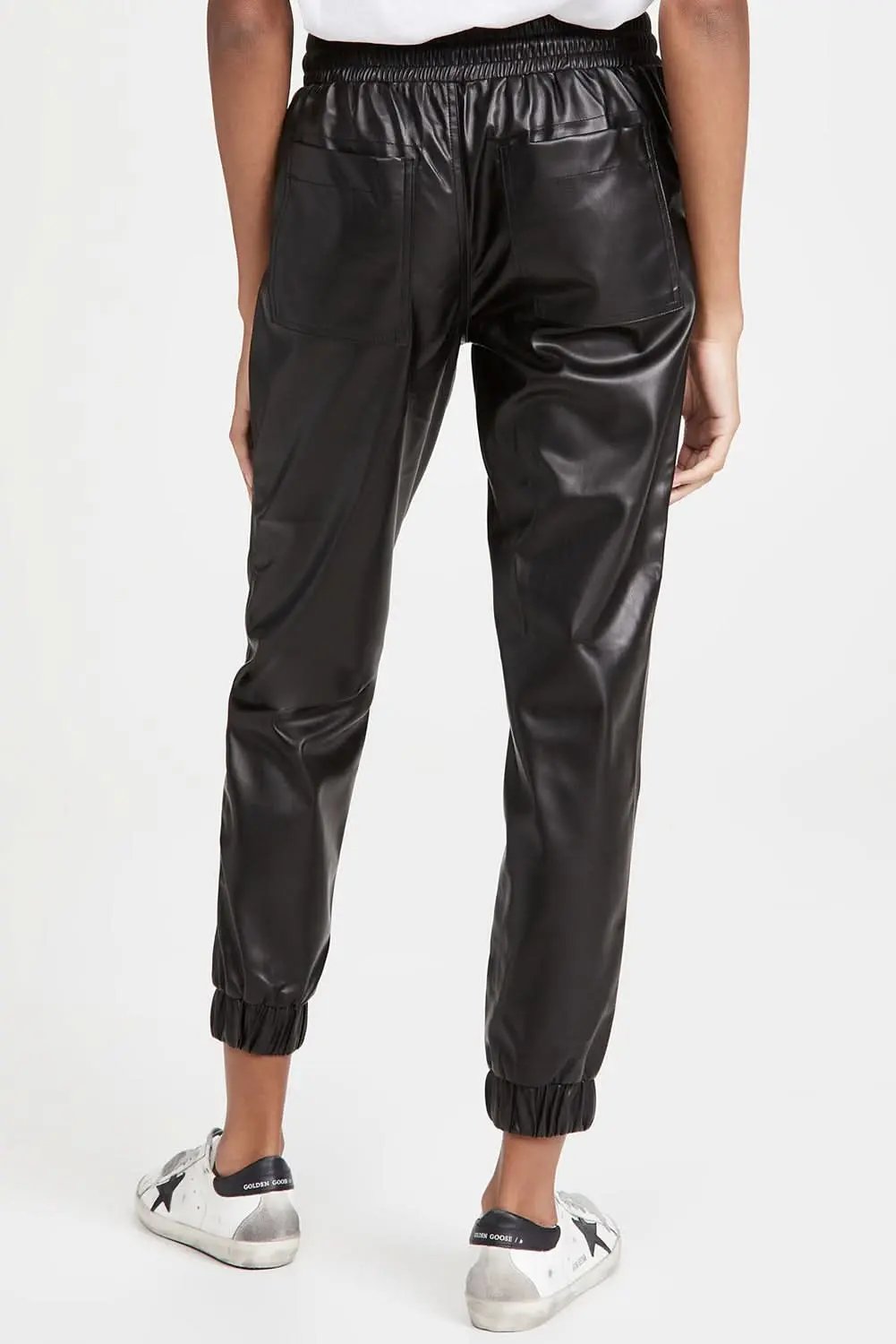 Chic black faux leather joggers - Love Salve